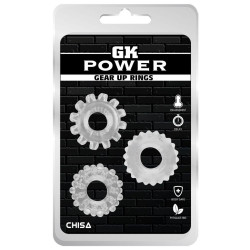 GK Power Lot de 3 Cockrings souples GEAR UP Transparents
